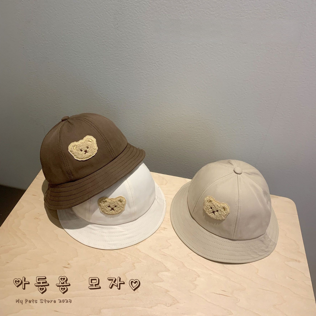 【Hats】熊ちゃん バケットハット 紐付き帽子