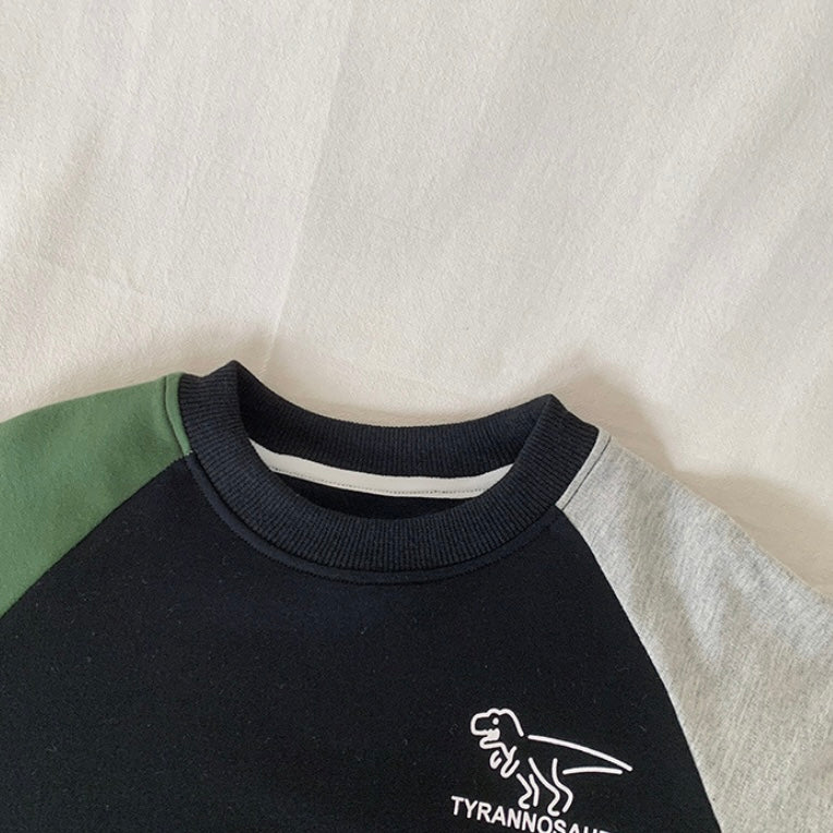 【Clothes】恐竜 Tシャツ トップス ラグラン配色