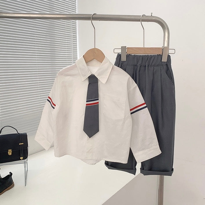 【Clothes】セットアップ ネクタイシャツ ベストニット パンツ 3点セット
